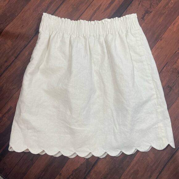 J. Crew Scalloped Hem Skirt Linen Blend Size 2 - Picture 1 of 6